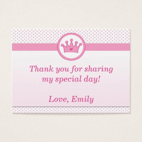 Princess Gift Favor Label Thank You Tag Pink