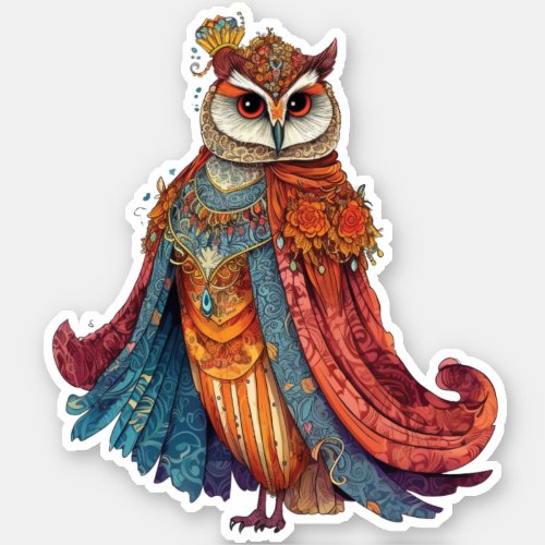 Princess Giovanna Whimsical Royal Majestic Owl Sticker