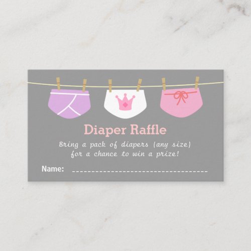 Princess Girl Baby Shower Diaper Raffle Tickets Enclosure Card