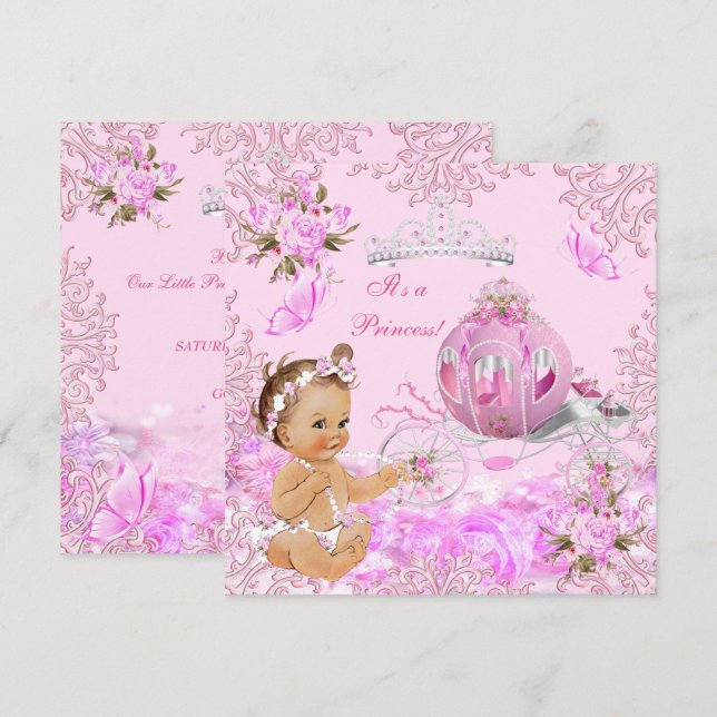 Princess Girl Baby Shower Pink Carriage Invitation (Front/Back)