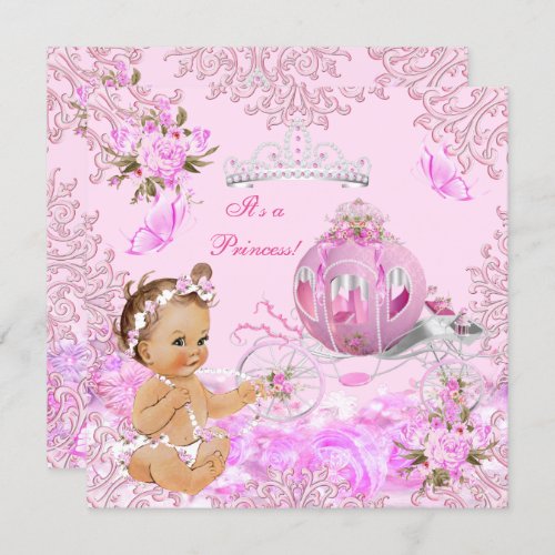Princess Girl Baby Shower Pink Carriage Invitation