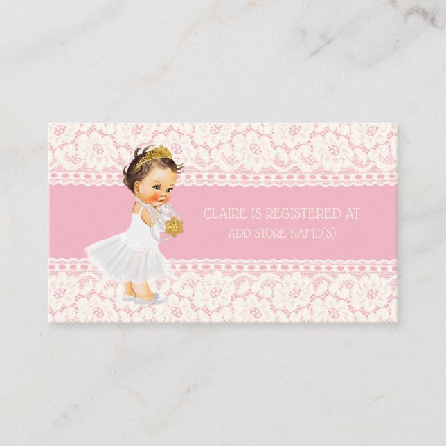 Princess Girl Baby Shower Registry Insert Pink (Front)