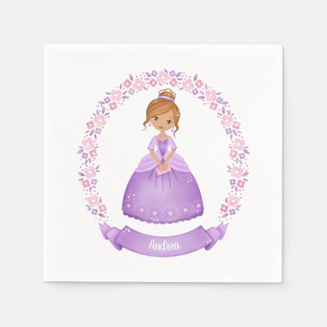 Princess Girl Birthday Party Napkins (Front)