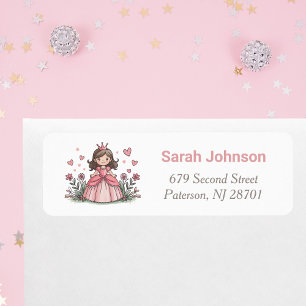 Princess Girl Birthday Party Return Address Label 