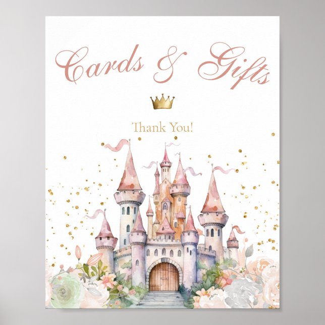 Princess Girl Blush Gold Royal Castle Gifts Sign (Front)