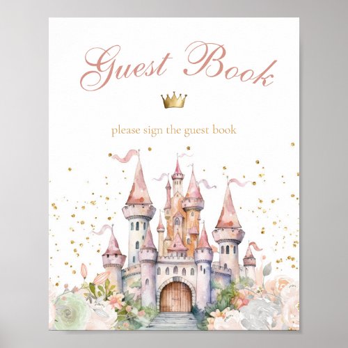 Princess Girl Gold Royal Castle Guest Book Display
