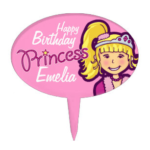 Princess girl named happy birthday cake topper