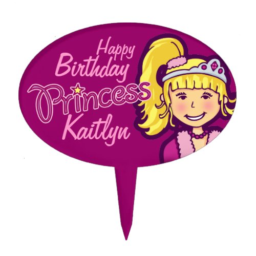 Princess girl named happy birthday cake topper