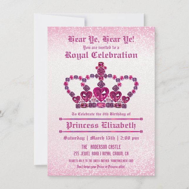 Princess Girl's Birthday Party Invitations (Front)
