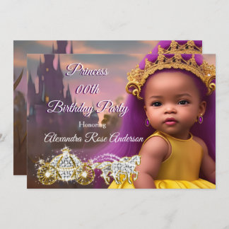 Princess Girls Birthday Party purple ethnic Invitation