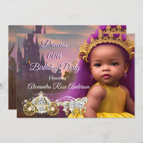 Princess Girls Birthday Party purple ethnic  Invitation