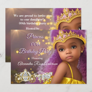 Princess Girls Birthday Party tiara purple ethnic Invitation