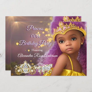 Princess Girls Birthday Party tiara purple ethnic Invitation
