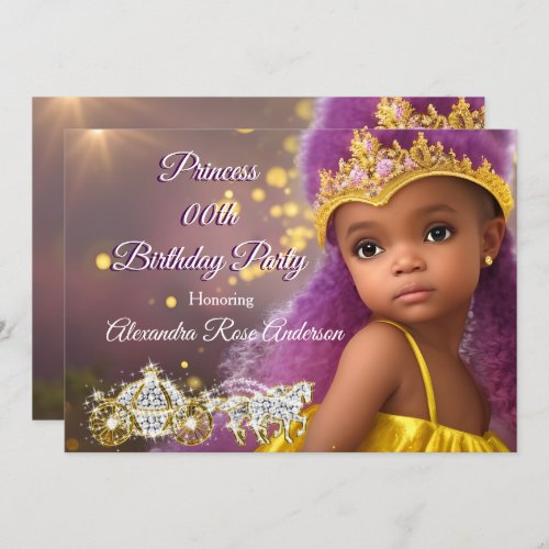 Princess Girls Birthday Party tiara purple ethnic  Invitation