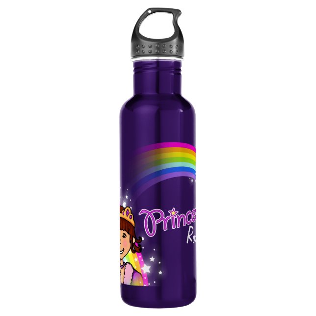 Princess girls named rainbow drinks bottle (Front)