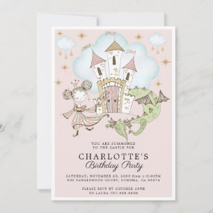 Princess Girl's Pink Gold Birthday  Invitation