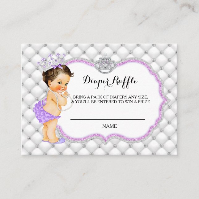 Princess Glitter Diamonds Diaper Raffle Ticket Enclosure Card (Front)