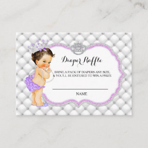 Princess Glitter Diamonds Diaper Raffle Ticket Enclosure Card