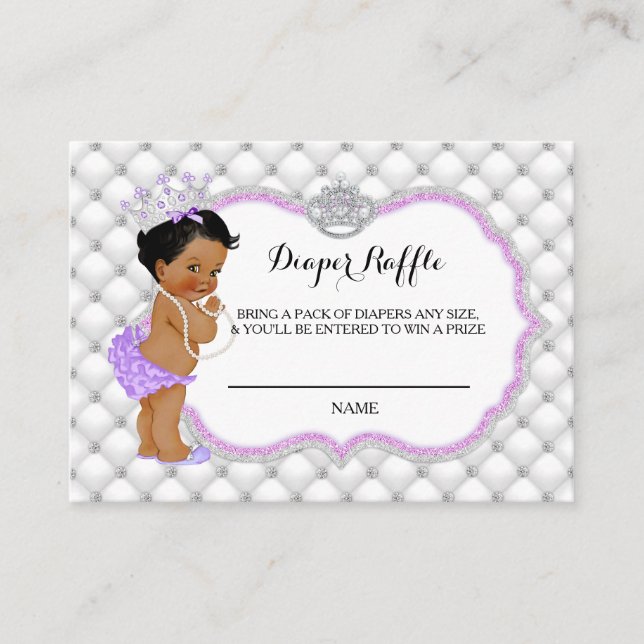 Princess Glitter Diamonds Diaper Raffle Ticket Enclosure Card (Front)