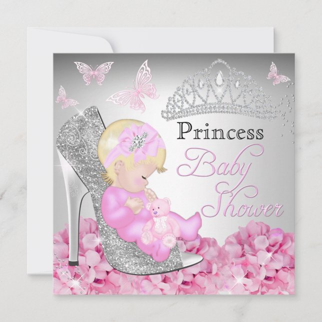 Princess Glitter Shoe Pink Baby Shower Invite (Front)