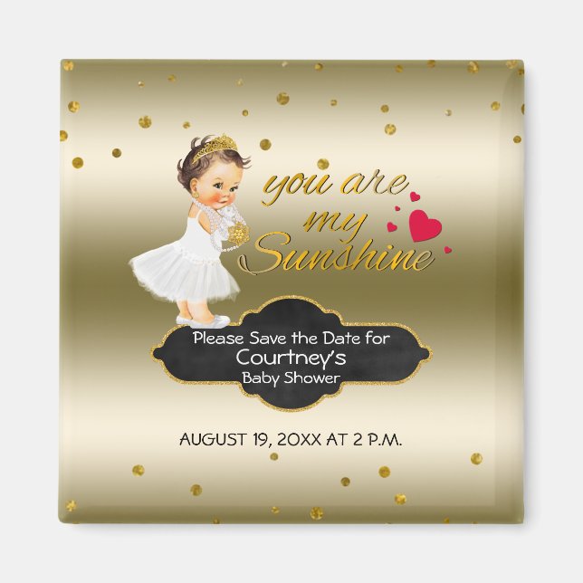 Princess Gold Baby Shower Save the Date | Sunshine Magnet (Front)