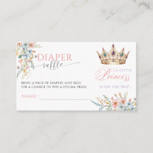 Princess Gold Crown Baby Shower Diaper Raffle Enclosure Card