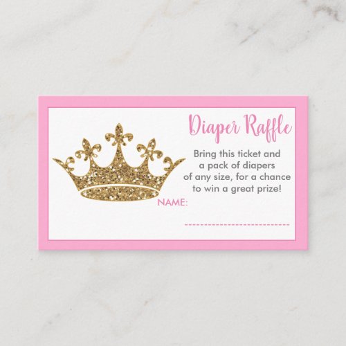 Princess gold crown  diaper raffle ticket baby enclosure card