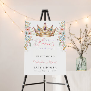 Princess Gold Crown Floral Baby Shower Welcome Foam Board