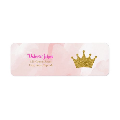 Princess Gold Glitter Crown Baby Shower Label