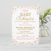 Princess Gold Glitter Sprinkle Baby Shower Invitation (Standing Front)