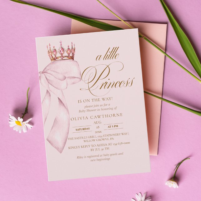 Princess Gold Pink Girl Baby Shower Invitation (Creator Uploaded)