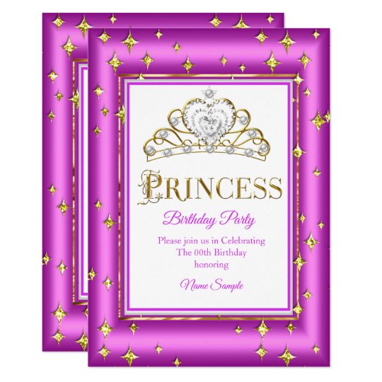 Princess Gold Purple Pink Birthday Party Invitation Zazzle Com