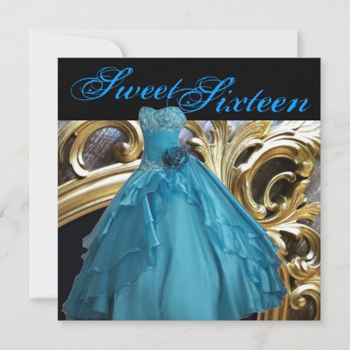 princess gown sweet 16 birthday party invitations