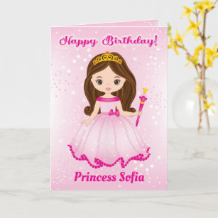 Princess Happy Birthday Card   Add any Age 