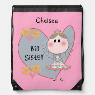 Princess Heart Big Sister Drawstring Bag
