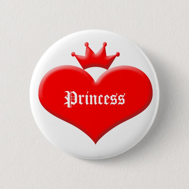 Princess heart pinback button (Front)