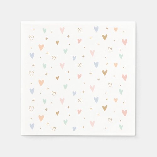 Princess Hearts Girl Birthday Party Napkins