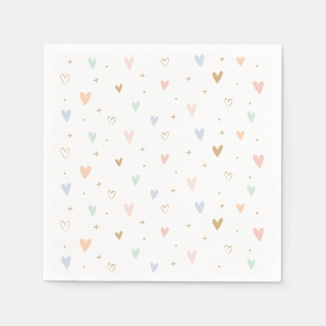 Princess Hearts Girl Birthday Party Napkins (Front)