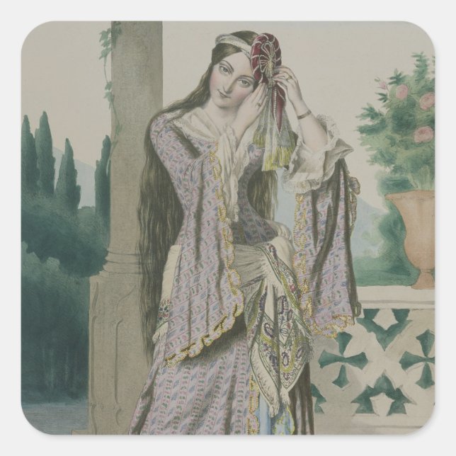 Princess Helen, engraved by the Thierry Brothers, Square Sticker (Front)