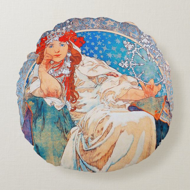 Princess Hyacinth, Alphonse Mucha Throw Pillow (Front)