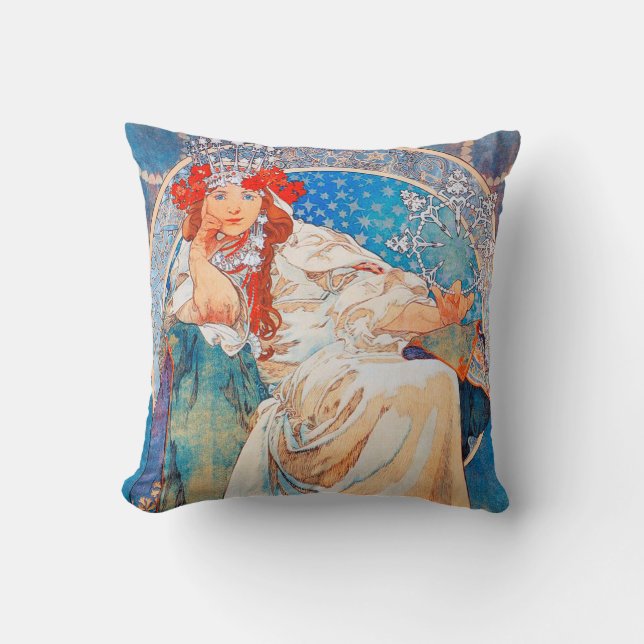 Princess Hyacinth, Mucha Throw Pillow (Front)