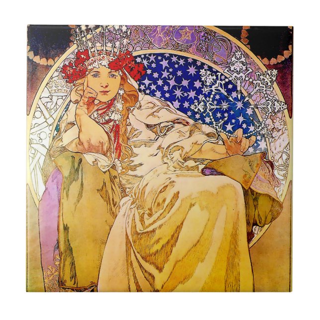Princess Hyacinth Poster by Alphonse Mucha Ceramic Tile (Front)