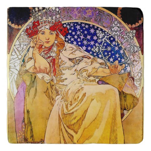 Princess Hyacinth Poster by Alphonse Mucha Trivet