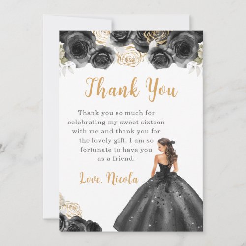 Princess in a Black Dress Sweet Sixteen Thank You