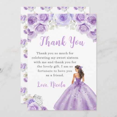 Princess in a Purple Dress Sweet 16 Thank You