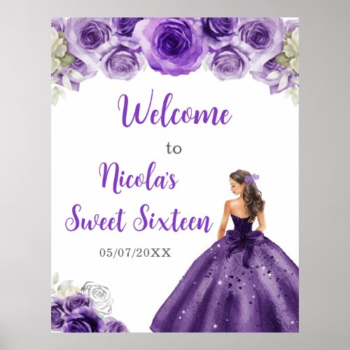 Princess in a Purple Dress Sweet Sixteen Welcome Poster
