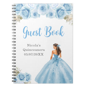 Princess in Blue Dress Quinceanera Guest Book