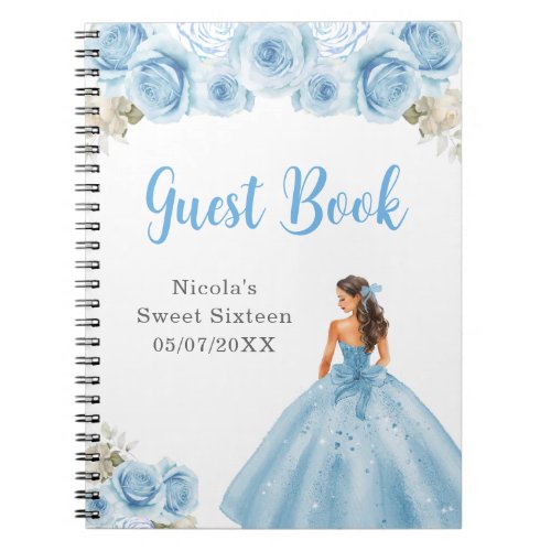Princess in Blue Dress Sweet Sixteen Guest Book