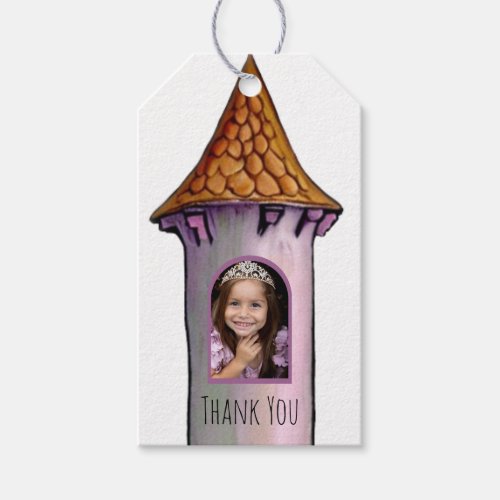 Princess in Castle Tower Girl Birthday Photo Gift Tags