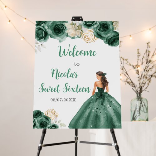 Princess in Dark Green Dress Sweet Sixteen Welcome Foam Board